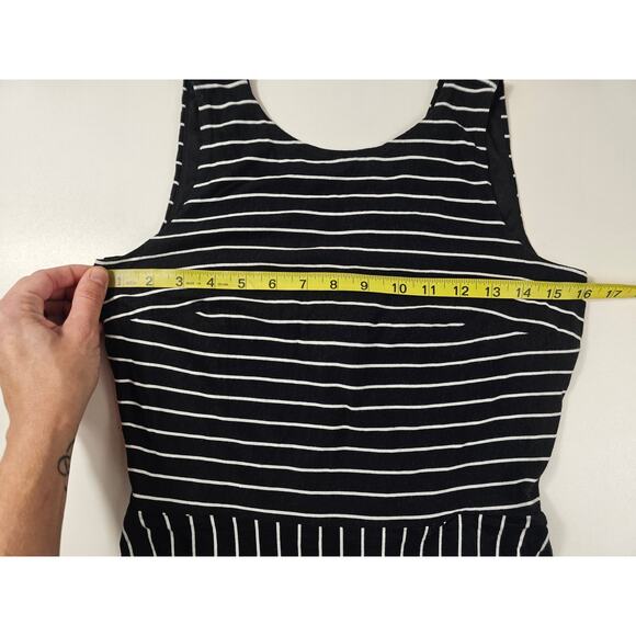 NWT size 2 black white stripes knit open knot back stretch midi summer beach - Picture 4 of 7